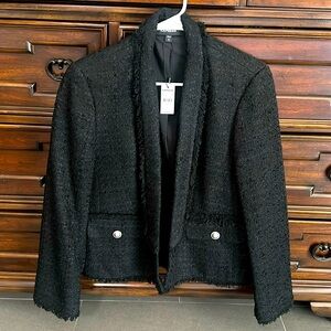 Black blazer tweed material with Pearl pocket buttons